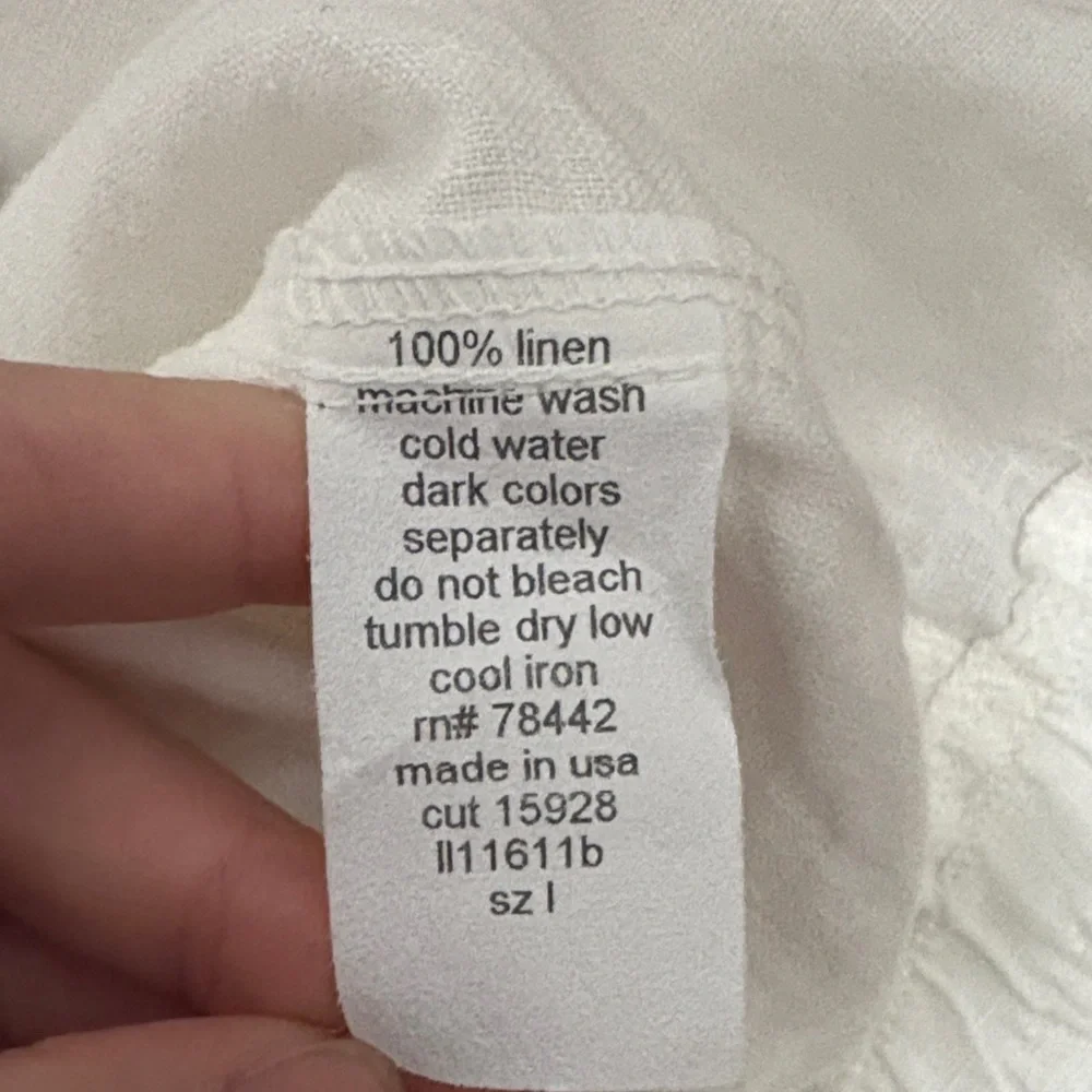 Allen Allen USA White Linen Drawstring Pants 100% Linen Size Large - Picture 5 of 6